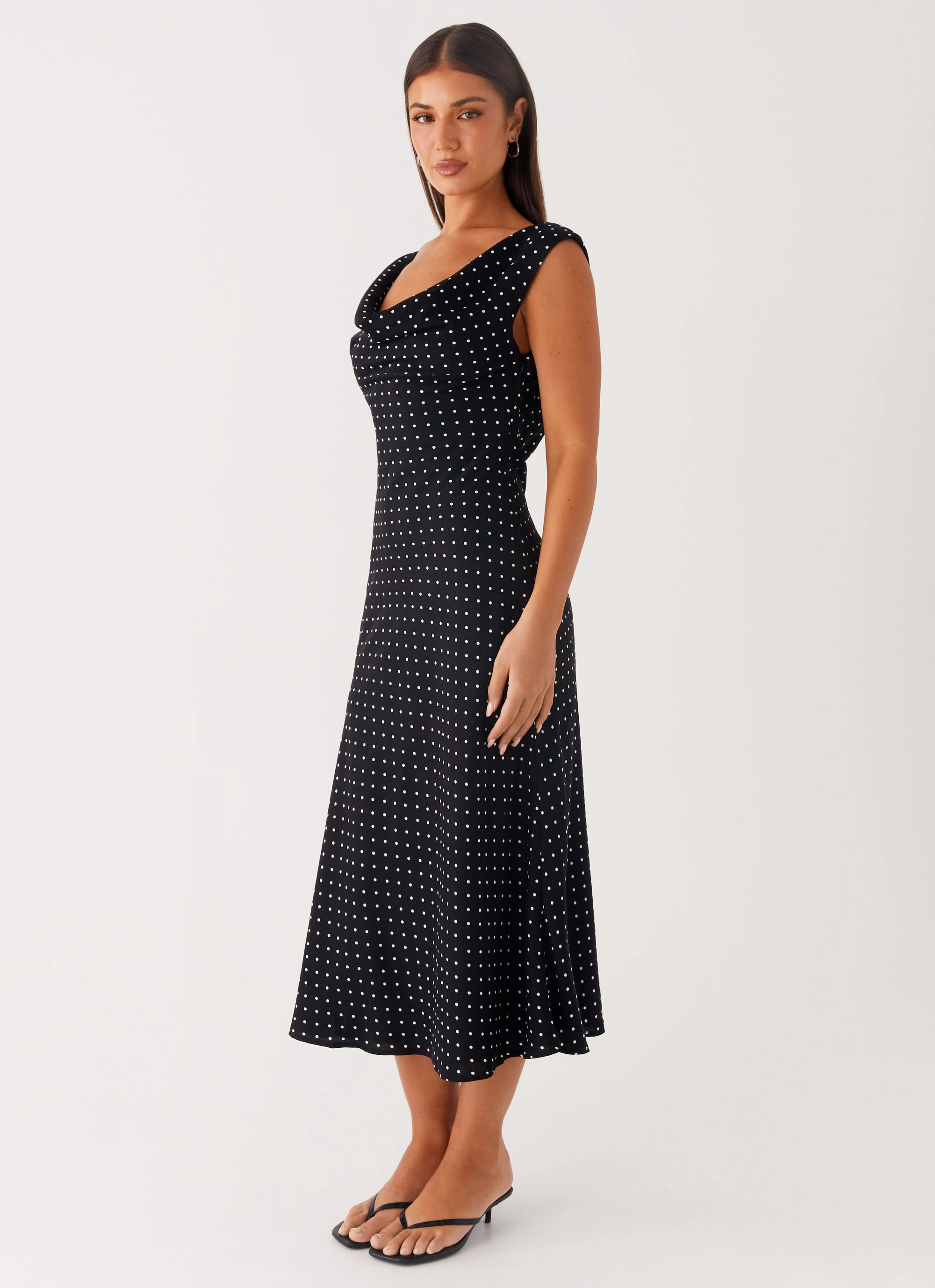 Sophisticated Style Lightweight Piece Role Model Maxi Dress - Black Polka Dot
