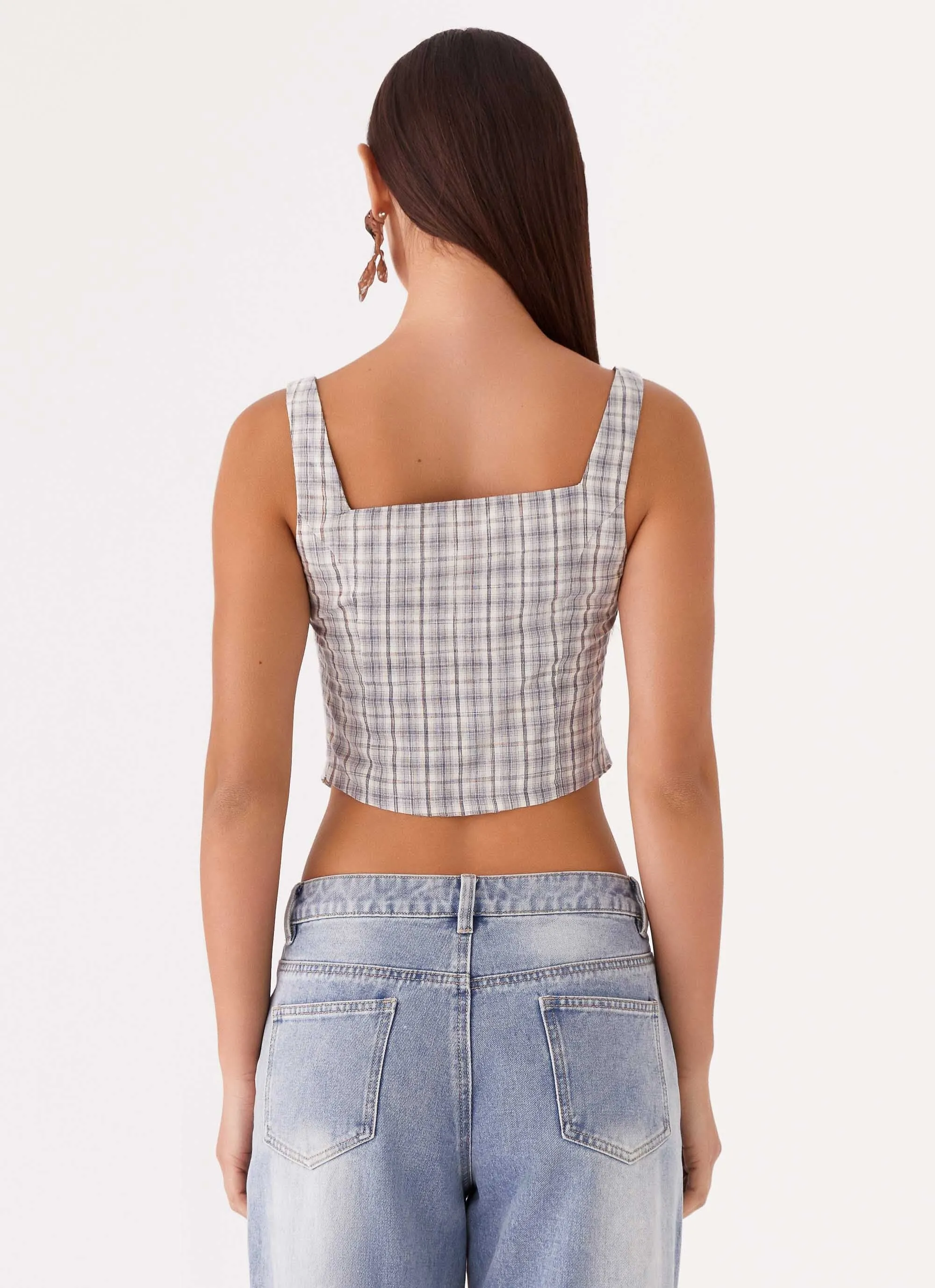 Oasis Dreams Tie Top - Check ConvertibleStyle Fade Resistant Treatment