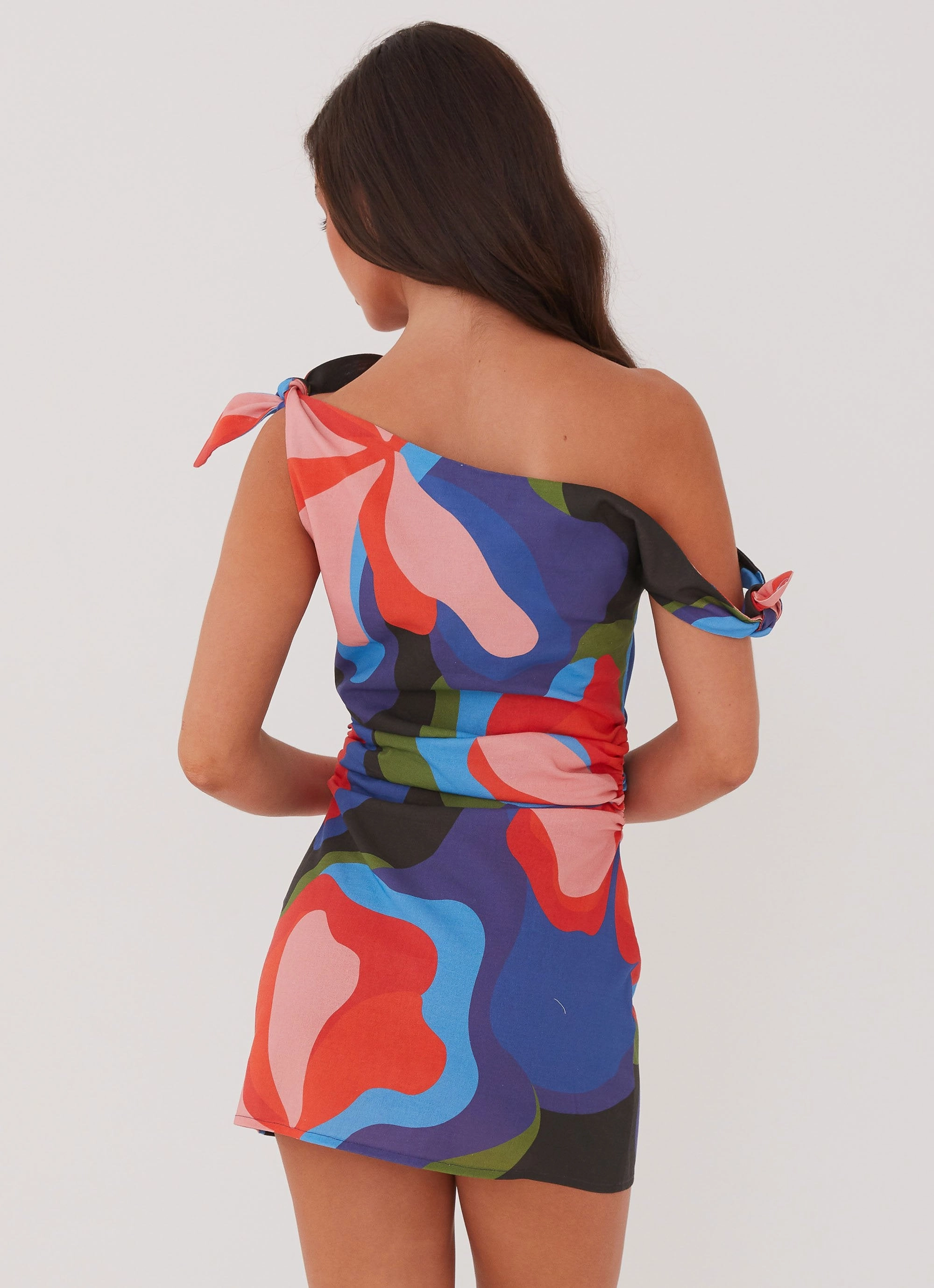 Seasonal Layering Amazonia Linen Mini Dress - Floral Fantasy