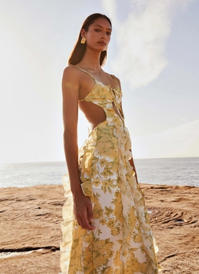 Sunset Kisses Ruffle Maxi Dress - Daffodil Layered Form