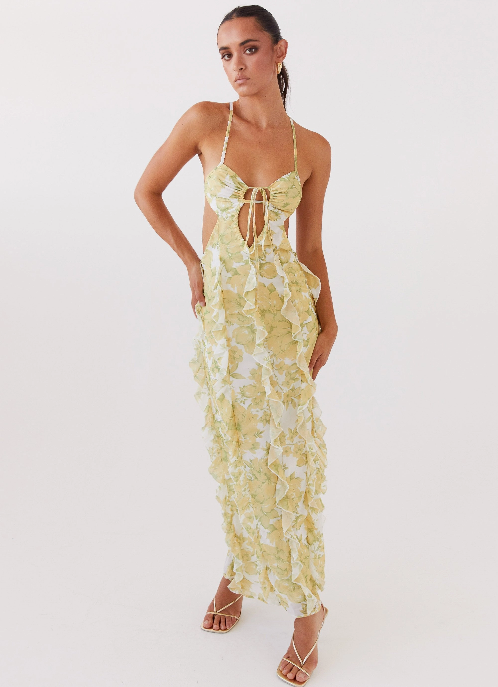 Sunset Kisses Ruffle Maxi Dress - Daffodil Fashionable outfit for outings Relaxed Look