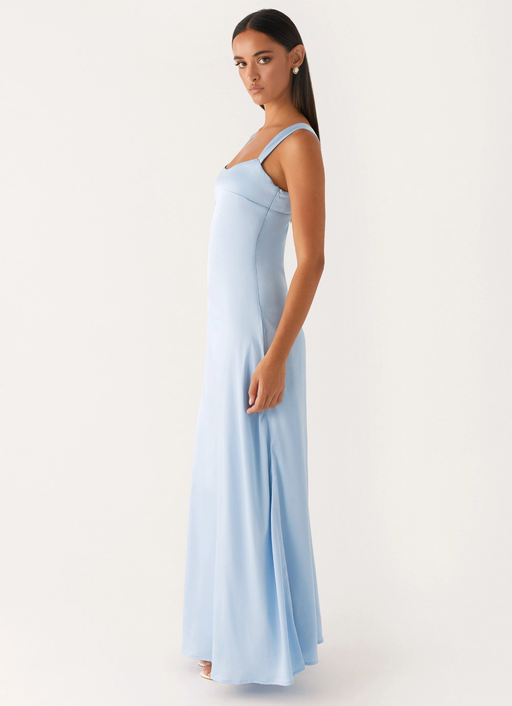 Odette Satin Maxi Dress - Blue Classic Touch