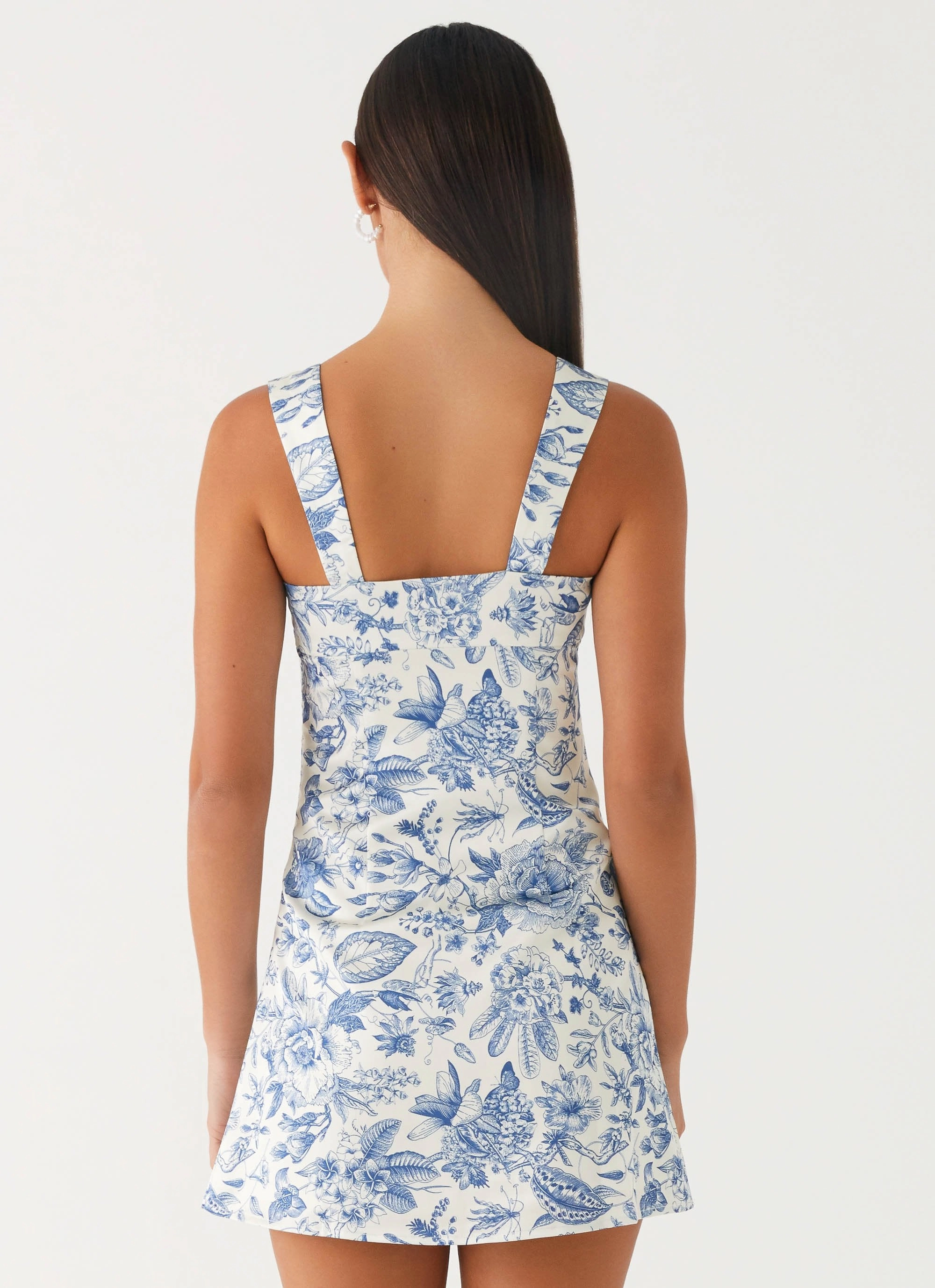 Odette Satin Mini Dress - Blue Paisley Light Wrap