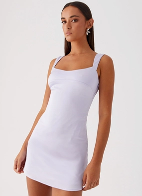 Odette Satin Mini Dress - Lilac Lounge Style All-Season Comfort