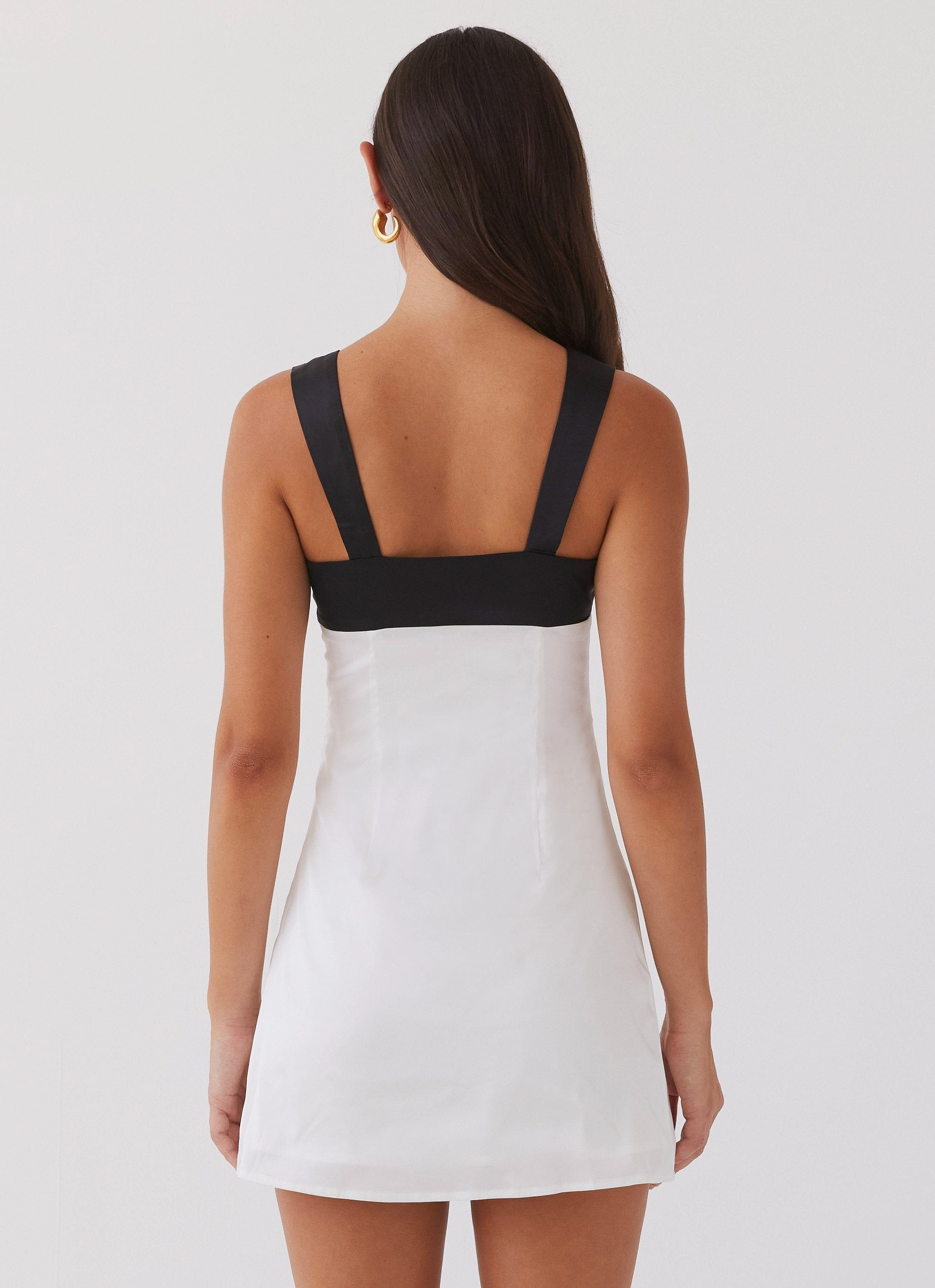 Odette Satin Mini Dress - Noir Pearl Floral Swing