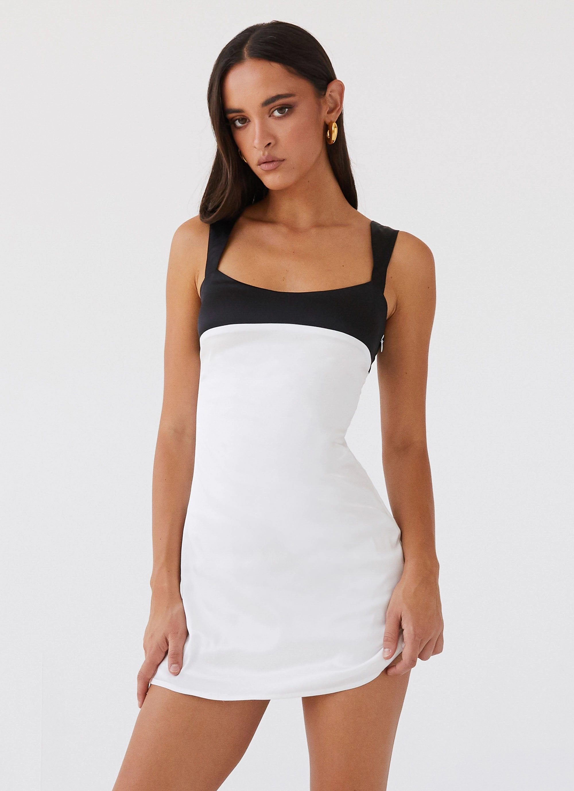 Bold Touches Odette Satin Mini Dress - Noir Pearl