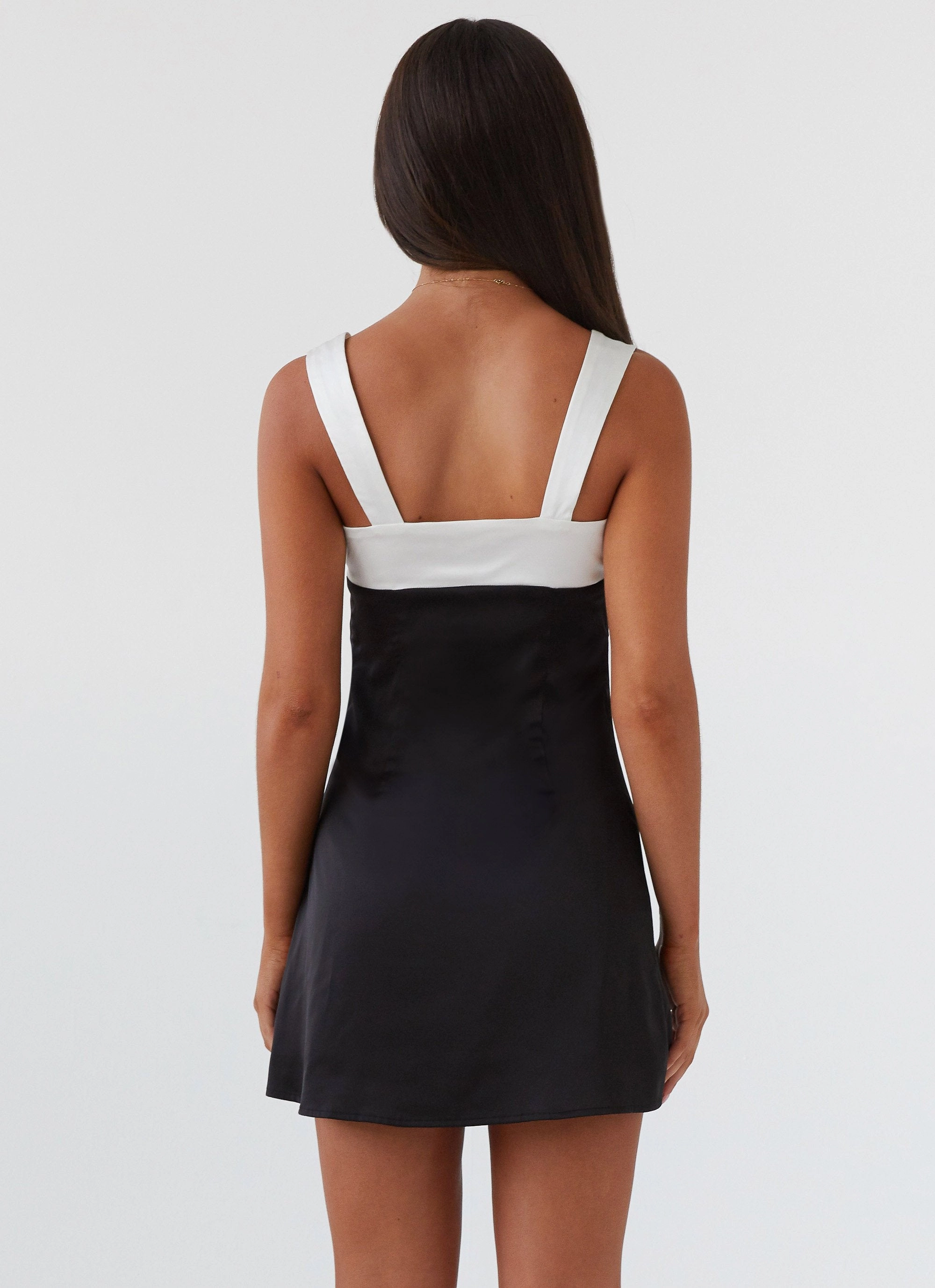Odette Satin Mini Dress - Onyx Clean Structure
