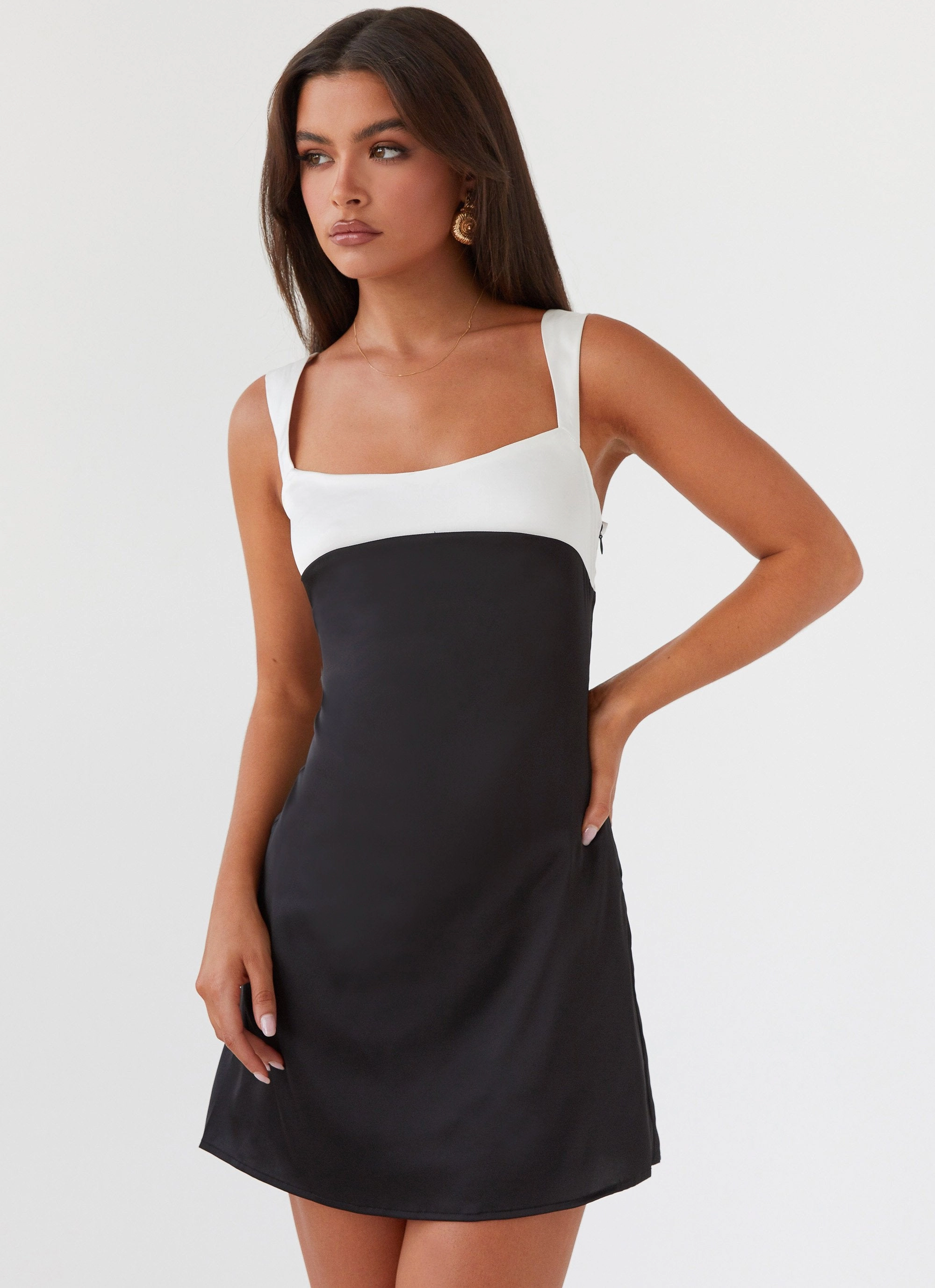 Odette Satin Mini Dress - Onyx All-season