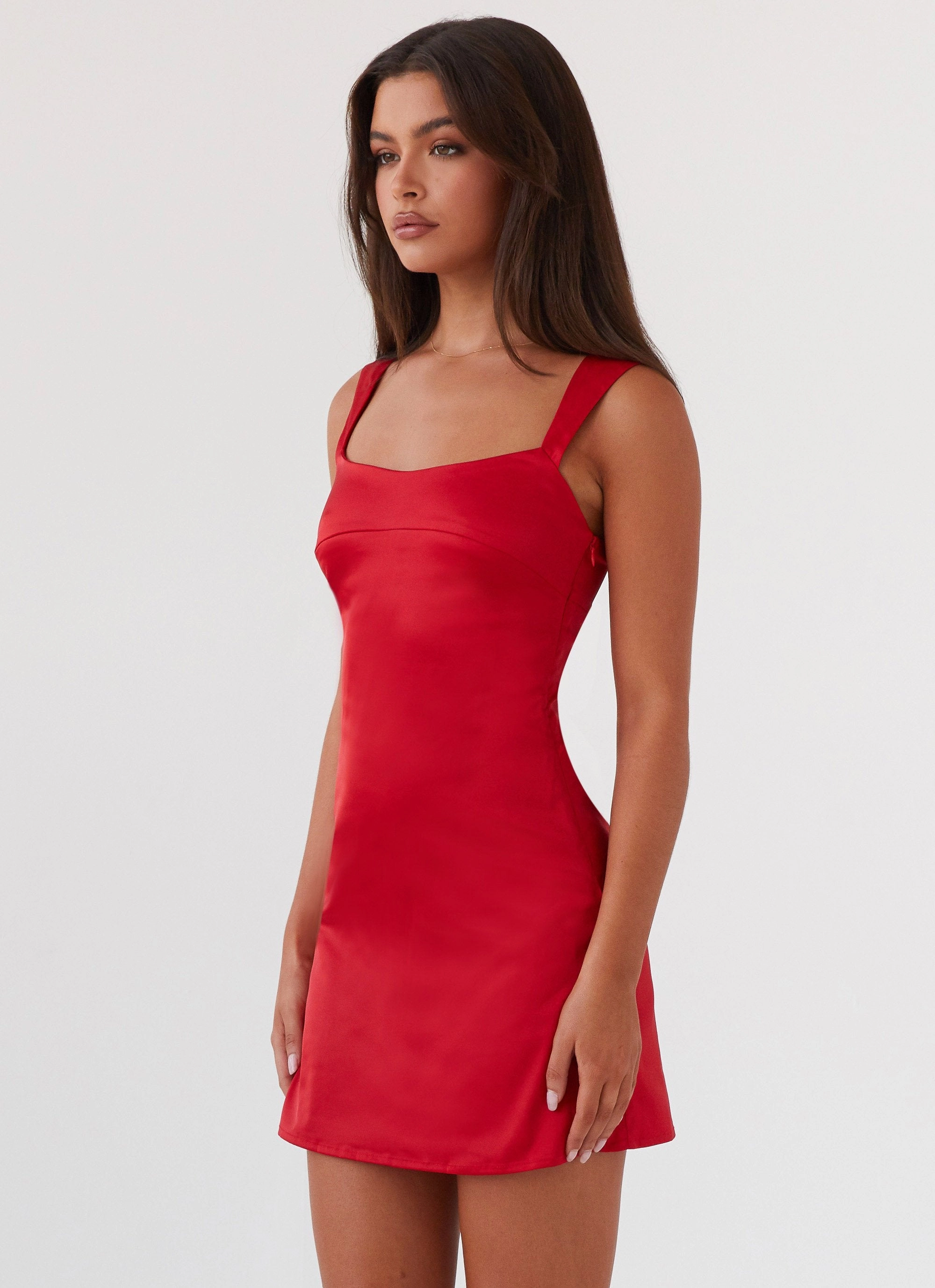 Relaxed Movement Odette Satin Mini Dress - Red