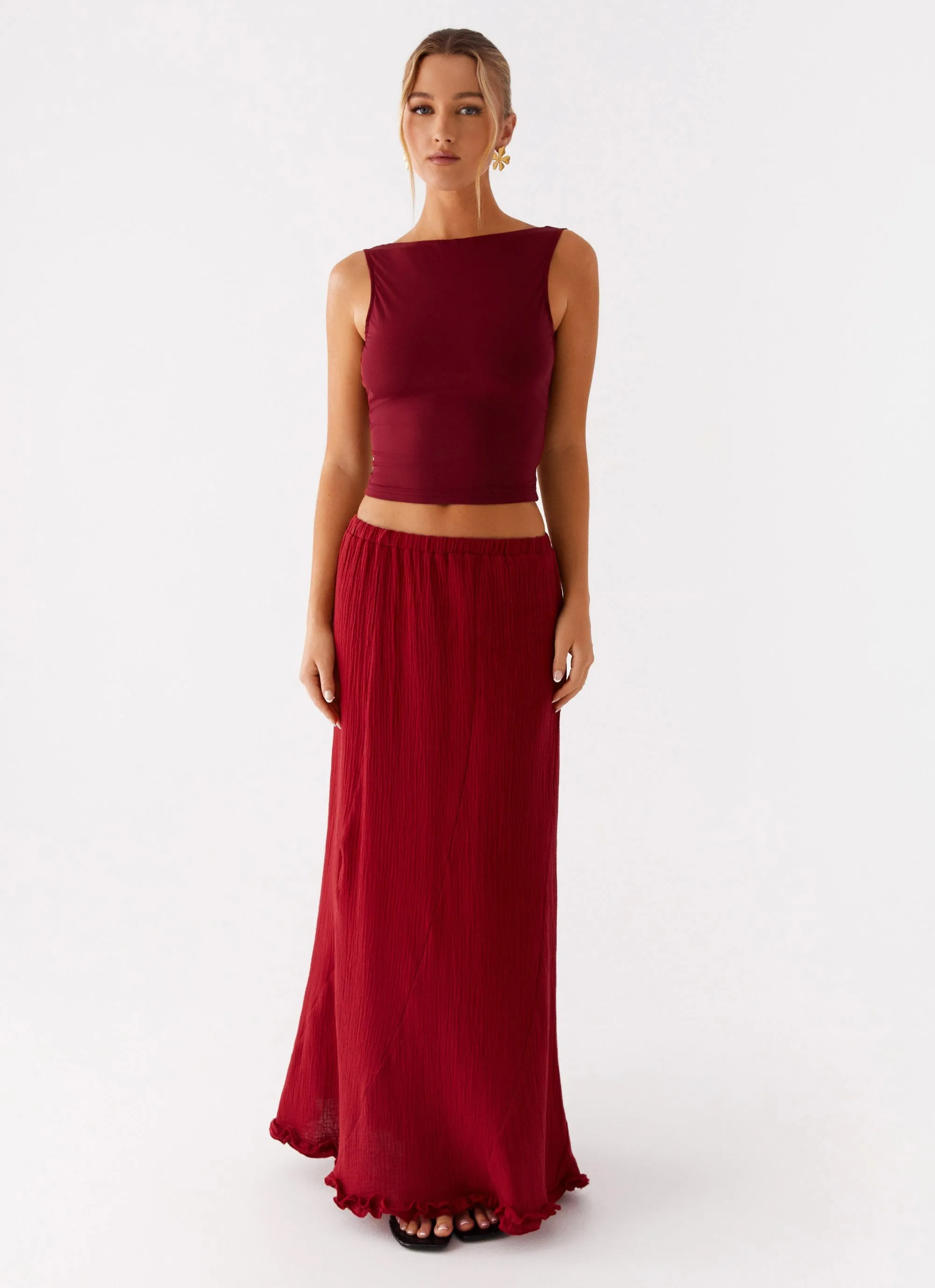 Draped Silhouette Chamberlain Maxi Skirt - Rhubarb