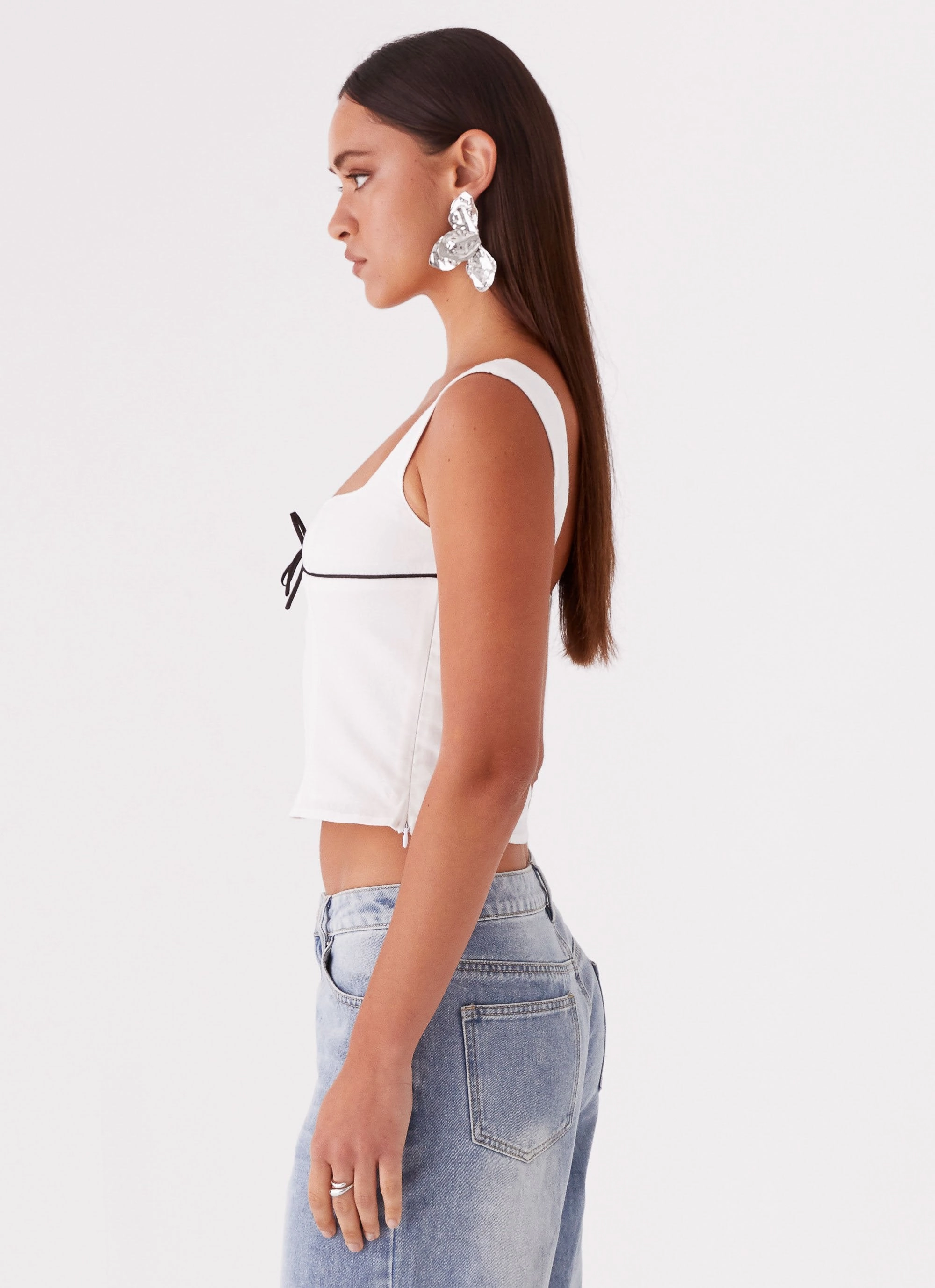 FlatlockStitching Cadence Top - White