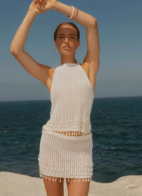 Scorpio Crochet Halter Top - Ivory CompressionTechnology UV Protection Enhanced