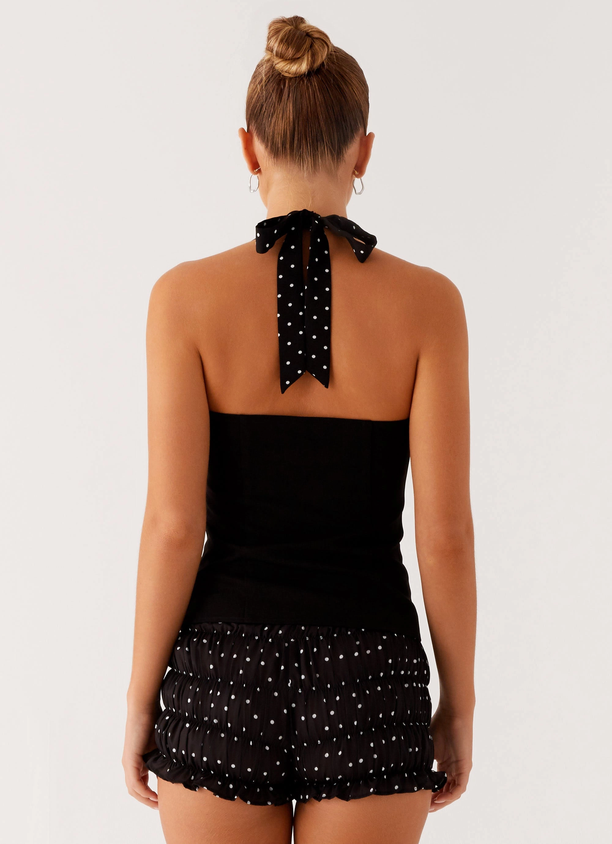 Channel Bustier Top - Black Polka Dot Sustainable Manufacturing Eco Friendly Blend