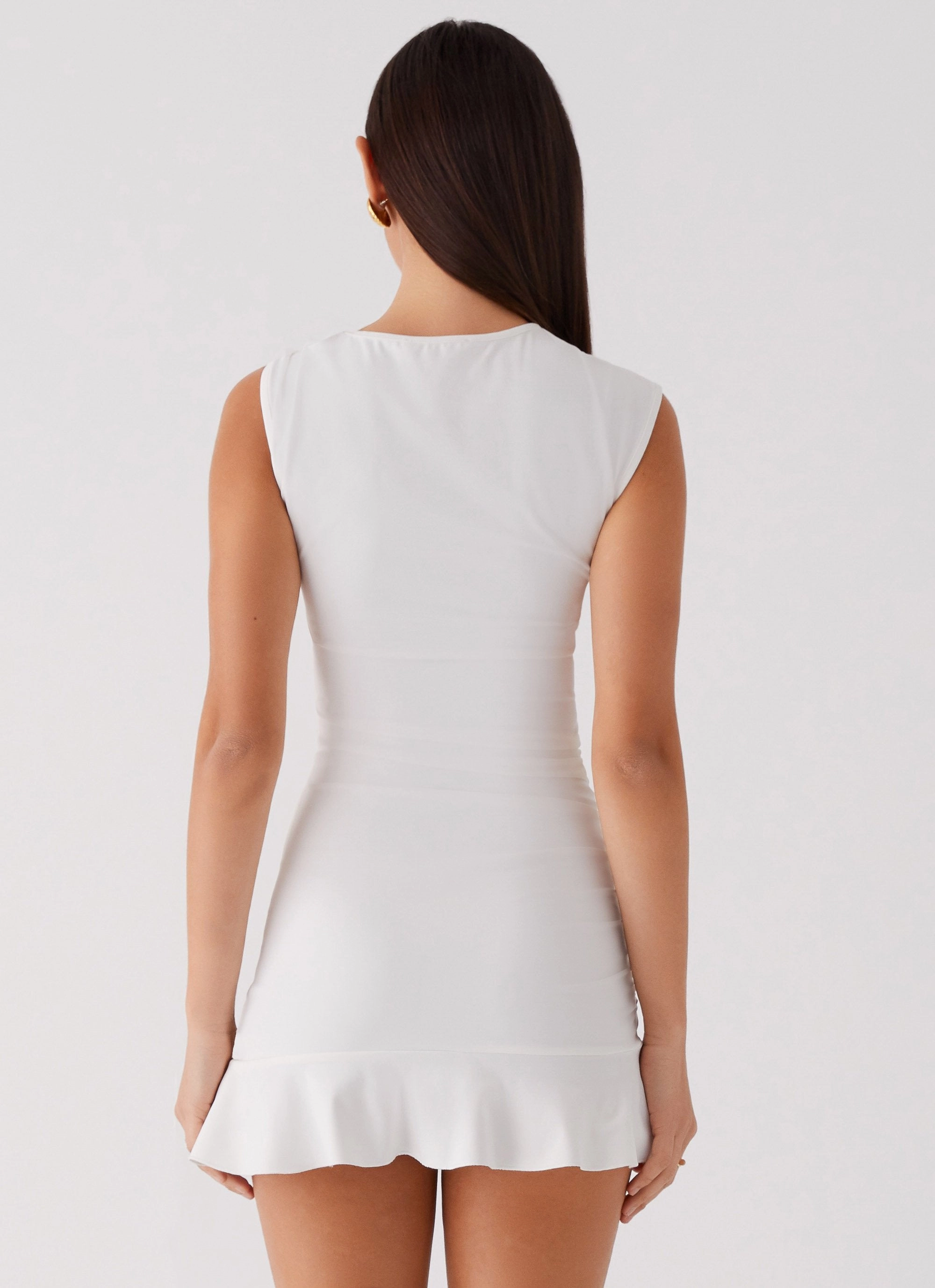 Katy Frill Mini Dress - Ivory City Essential Subtle pattern