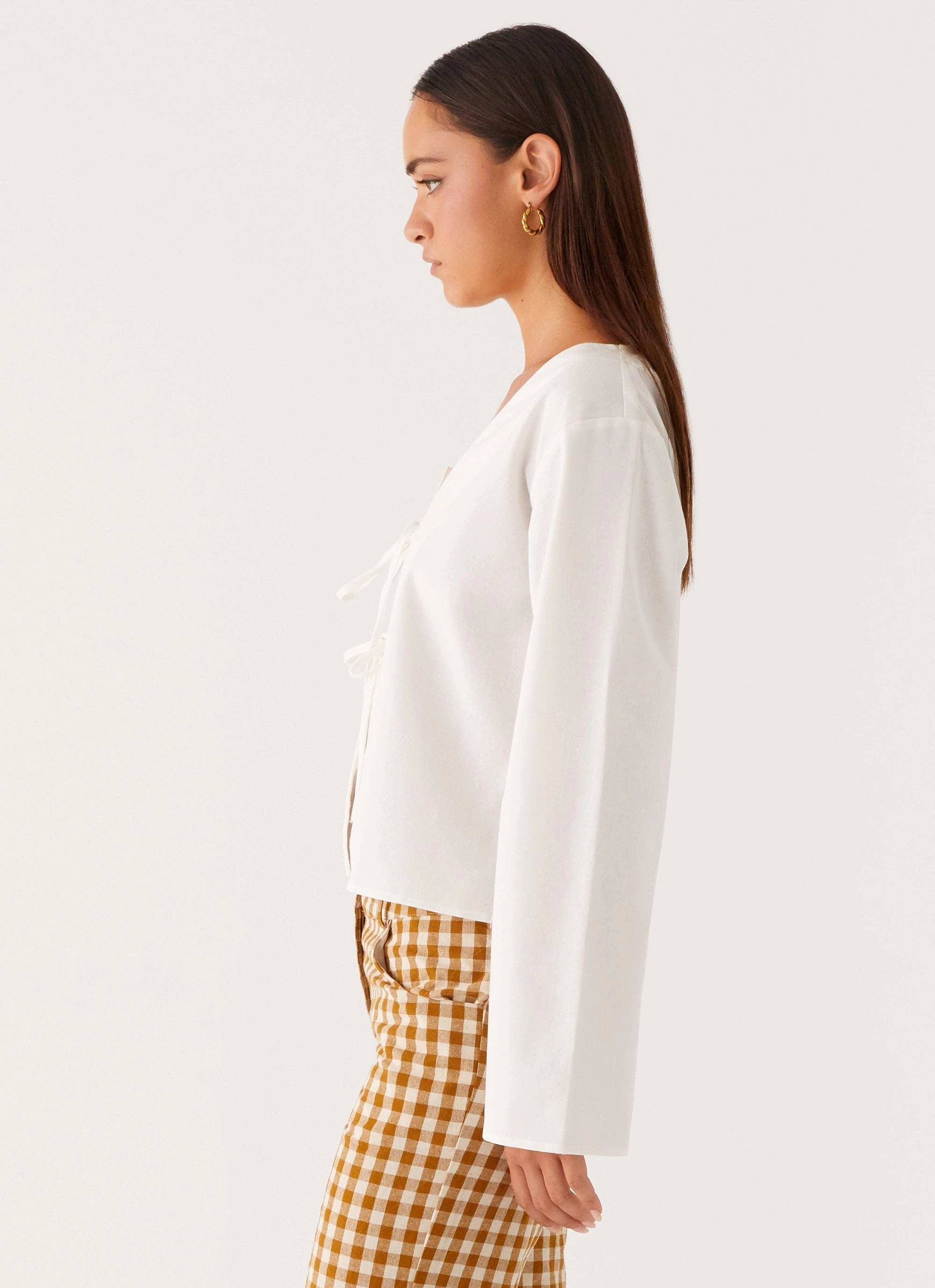 Isabelle Tie Front Top - White ReinforcedHems