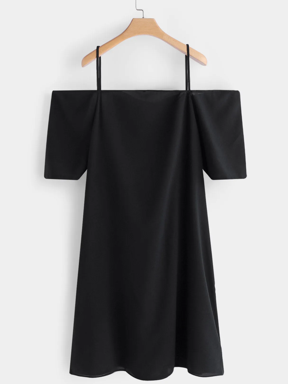 OEM ODM Cold Shoulder Plain Backless Spaghetti Strap Half Sleeve Plus Size Dresses