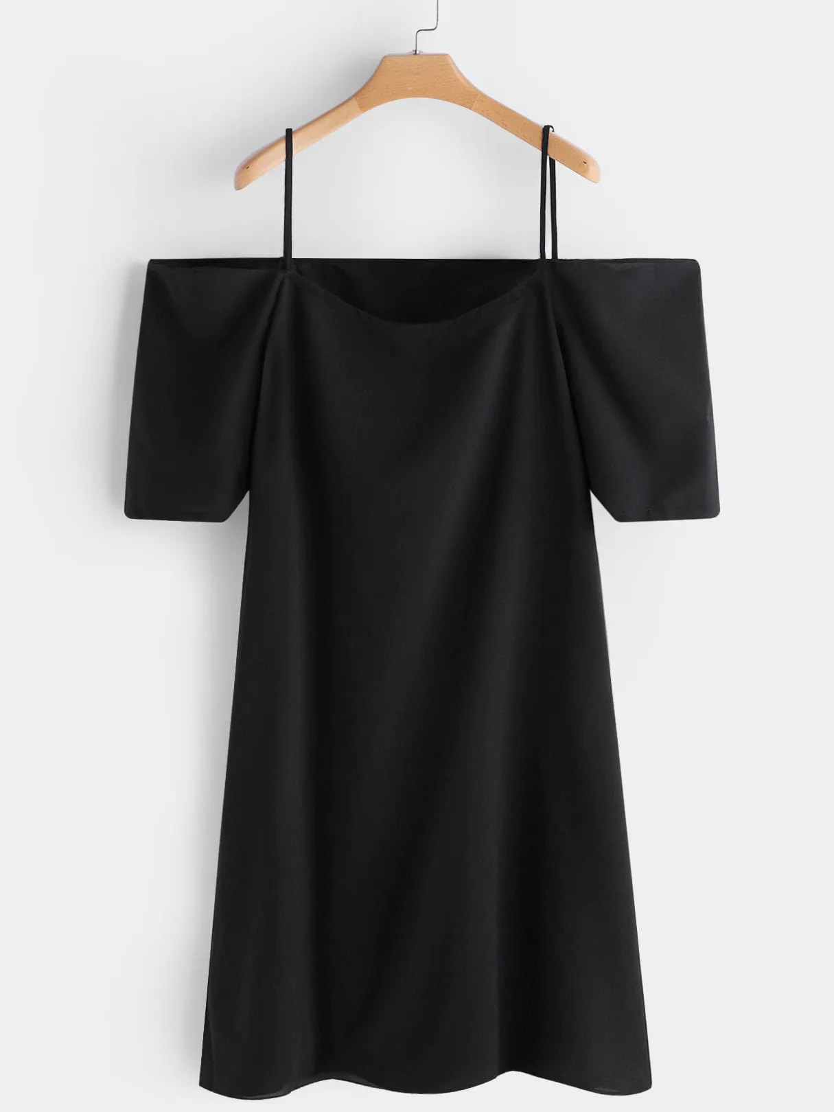 OEM ODM Cold Shoulder Plain Backless Spaghetti Strap Half Sleeve Plus Size Dresses