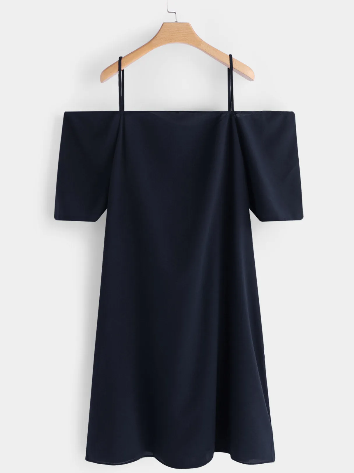 OEM ODM Cold Shoulder Plain Backless Spaghetti Strap Half Sleeve Plus Size Dresses