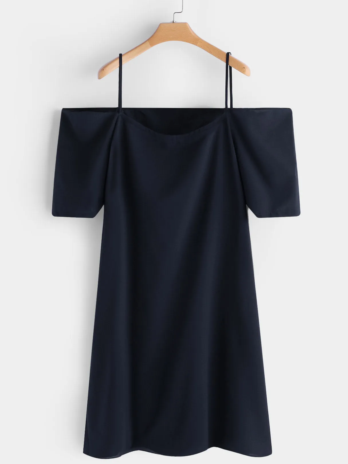 OEM ODM Cold Shoulder Plain Backless Spaghetti Strap Half Sleeve Plus Size Dresses