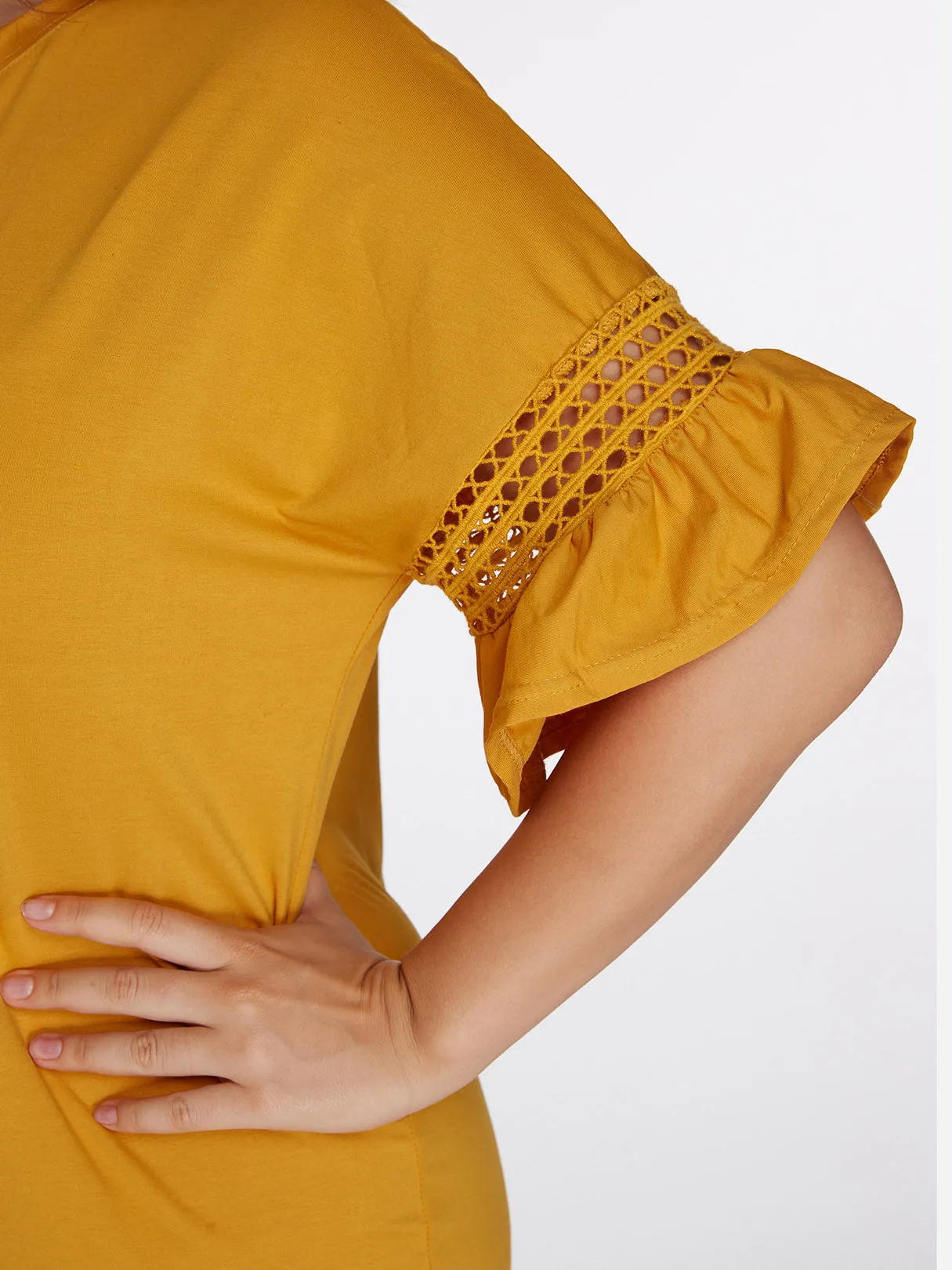 OEM ODM Crew Neck Plain Hollow Half Sleeve Plus Size Dresses
