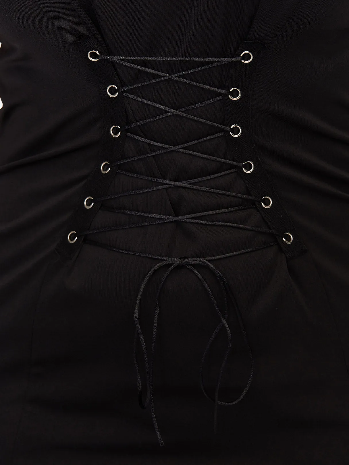 OEM ODM Crew Neck Plain Lace-Up Sleeveless Black Plus Size Dresses