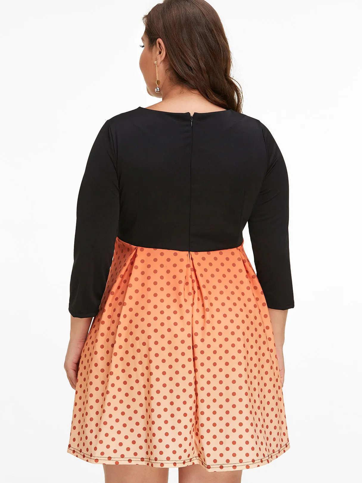 OEM ODM Floral Print Pleated 3/4 Sleeve Plus Size Dress