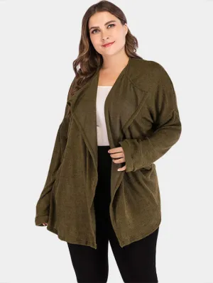 OEM ODM Lapel Collar Plain Long Sleeve Army Green Plus Size Coats & Jackets