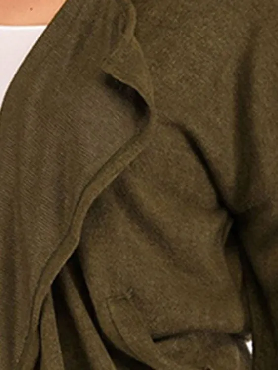 OEM ODM Lapel Collar Plain Long Sleeve Army Green Plus Size Coats & Jackets