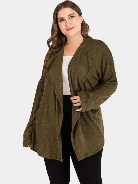 OEM ODM Lapel Collar Plain Long Sleeve Army Green Plus Size Coats & Jackets