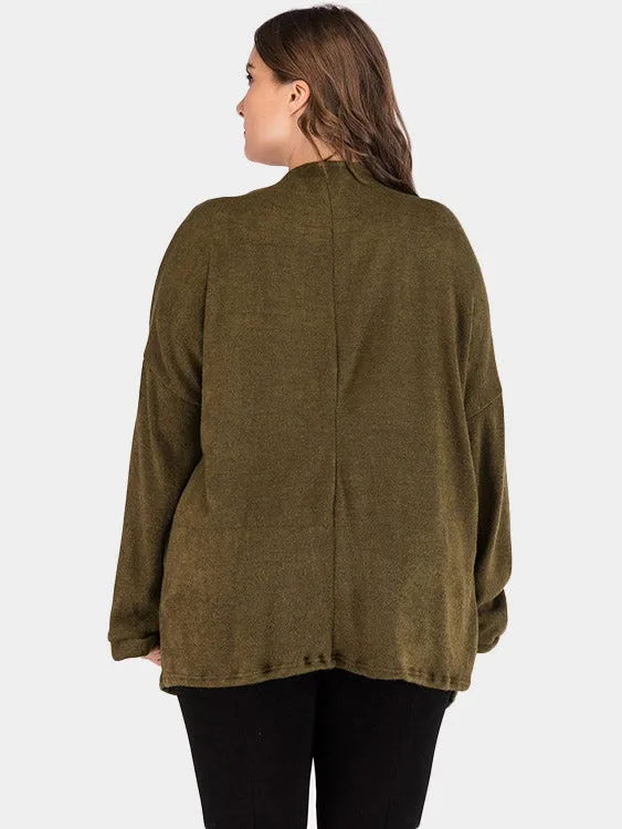 OEM ODM Lapel Collar Plain Long Sleeve Army Green Plus Size Coats & Jackets