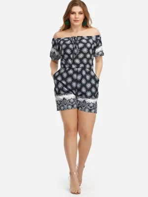 OEM ODM Off The Shoulder Floral Print Short Sleeve Plus Size Bottoms