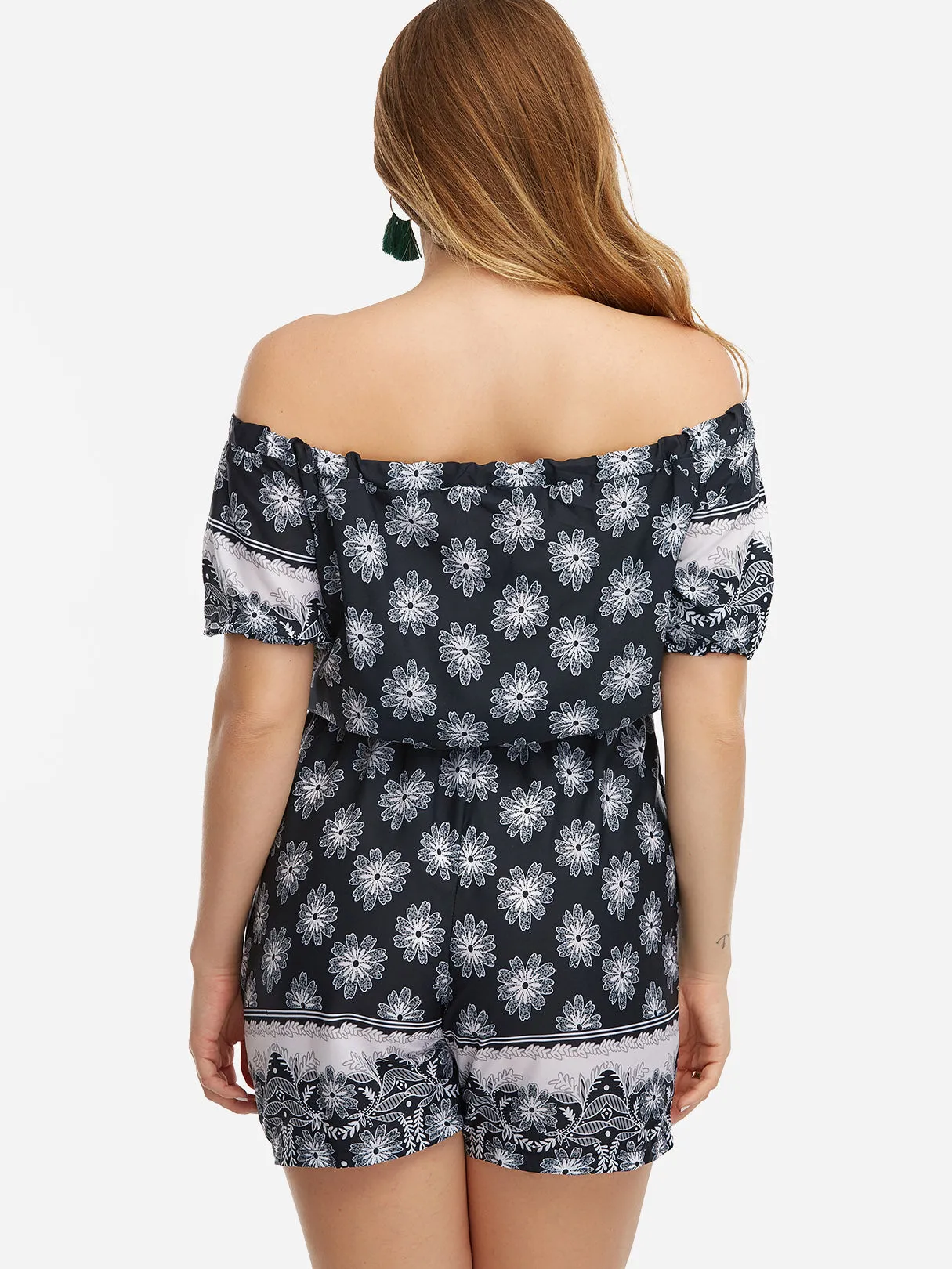 OEM ODM Off The Shoulder Floral Print Short Sleeve Plus Size Bottoms