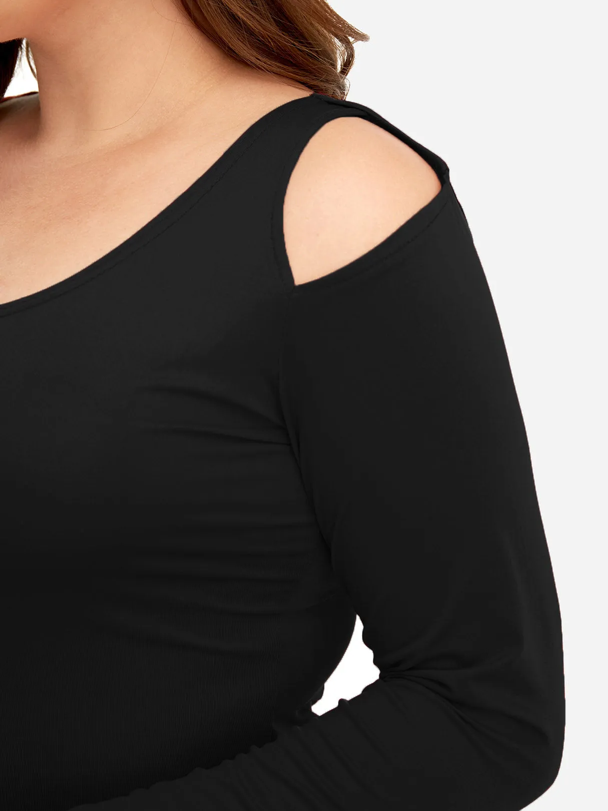 OEM ODM Round Neck Cold Shoulder Plain Long Sleeve Bodycon Plus Size Dresses