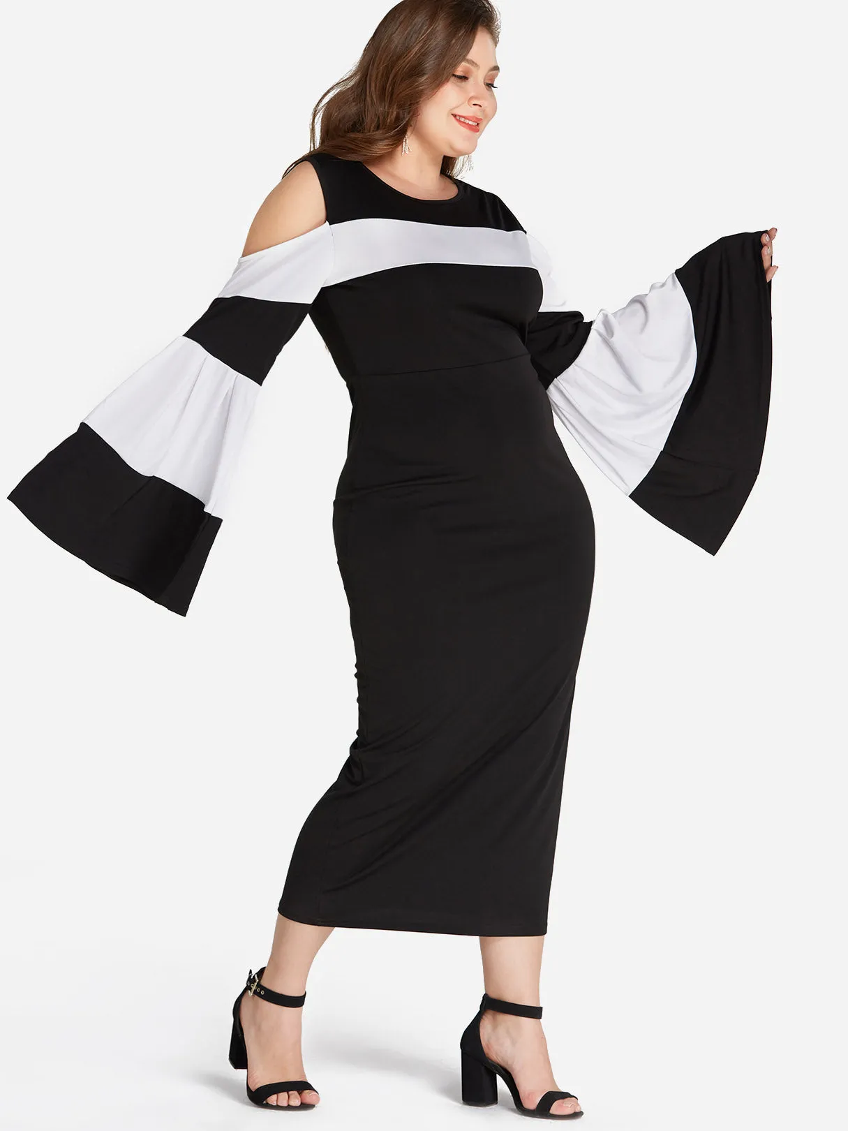 OEM ODM Round Neck Plain Long Sleeve Bodycon Oversized Dress