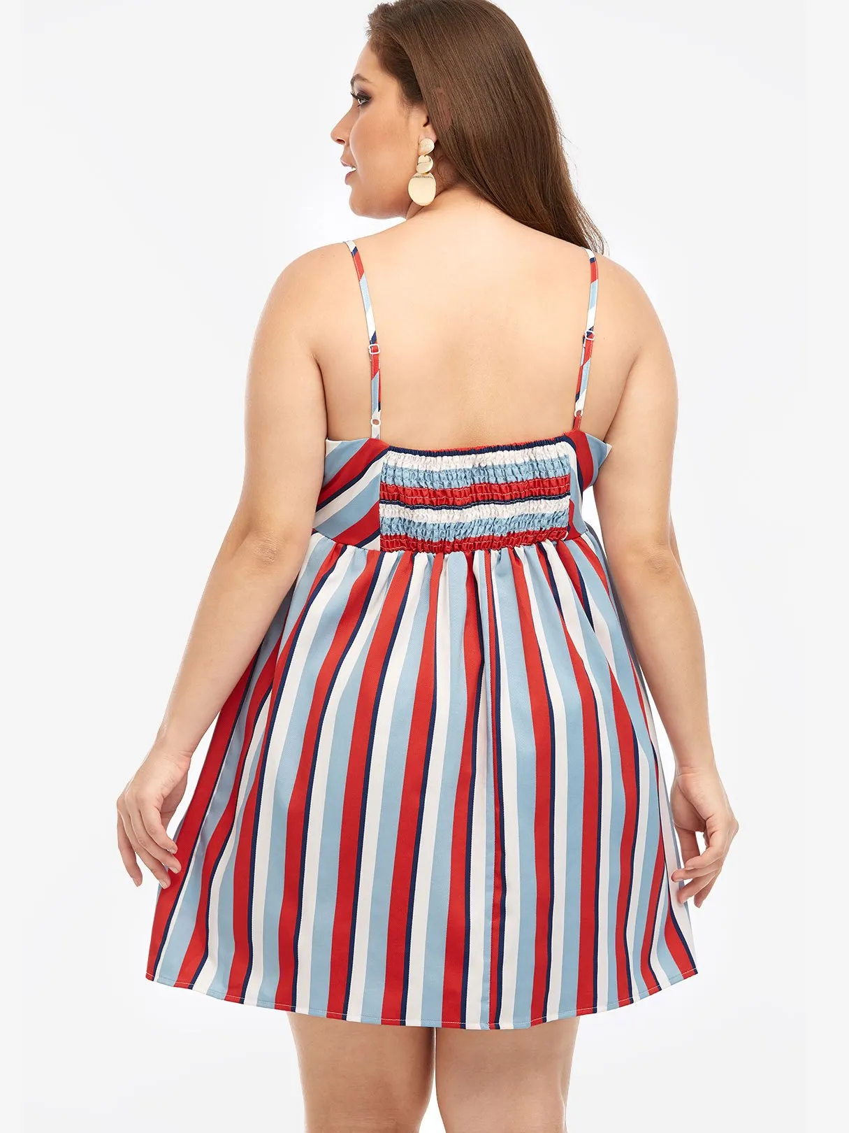OEM ODM Square Neck Stripe Sleeveless Plus Size Dress