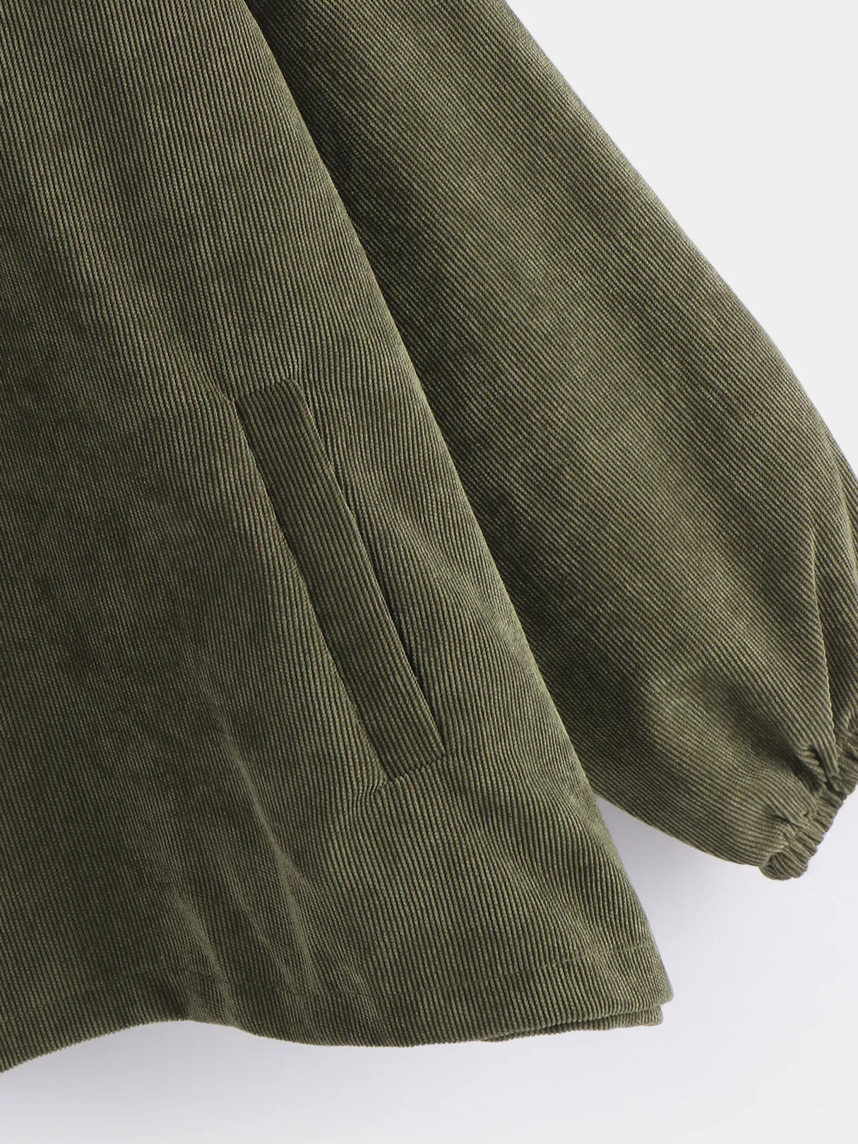 OEM ODM Stripe Zip Back Long Sleeve Army Green Plus Size Coats & Jackets