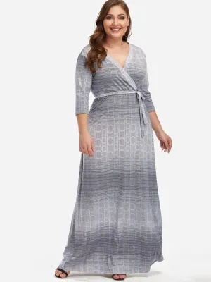 OEM ODM V-Neck Belt Self-Tie Wrap Half Sleeve Plus Size Dress