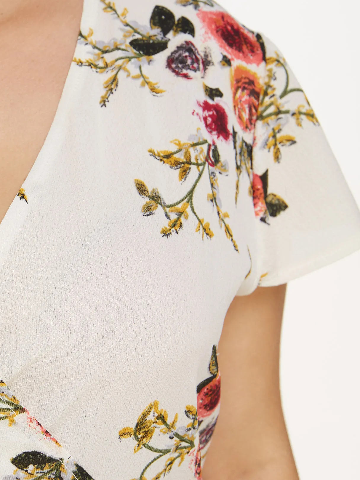 OEM ODM V-Neck Floral Print Short Sleeve Slit Hem Plus Size Maxi Dresses