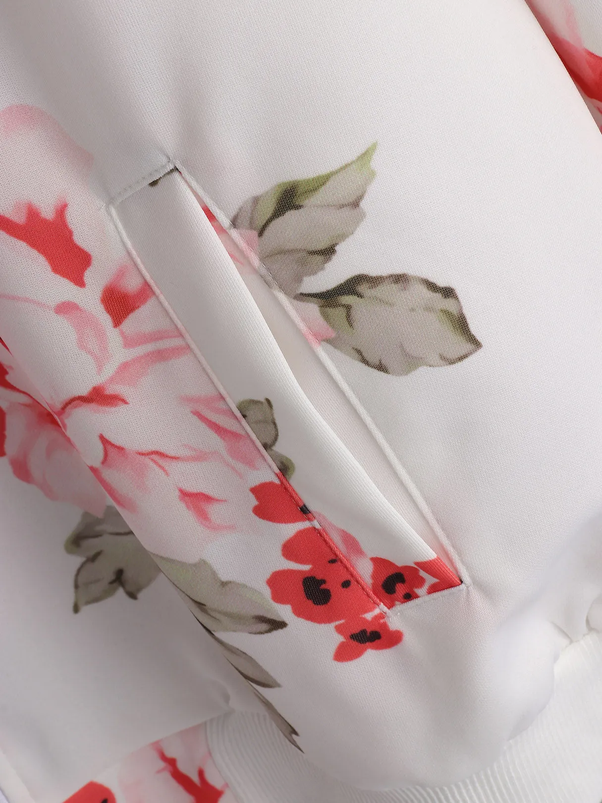 OEM ODM V-Neck Floral Print Zip Back Long Sleeve Plus Size Coats & Jackets