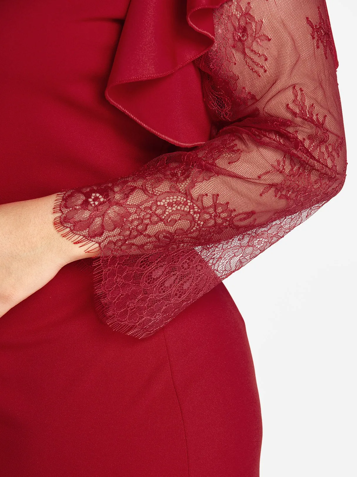 OEM ODM V-Neck Plain Lace Long Sleeve Plus Size Dress