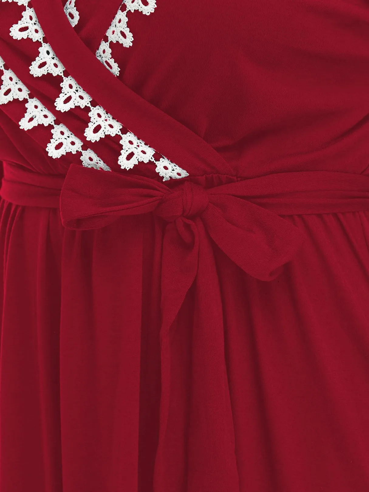 OEM ODM V-Neck Plain Pleated Self-Tie Wrap 3/4 Sleeve Plus Size Dress