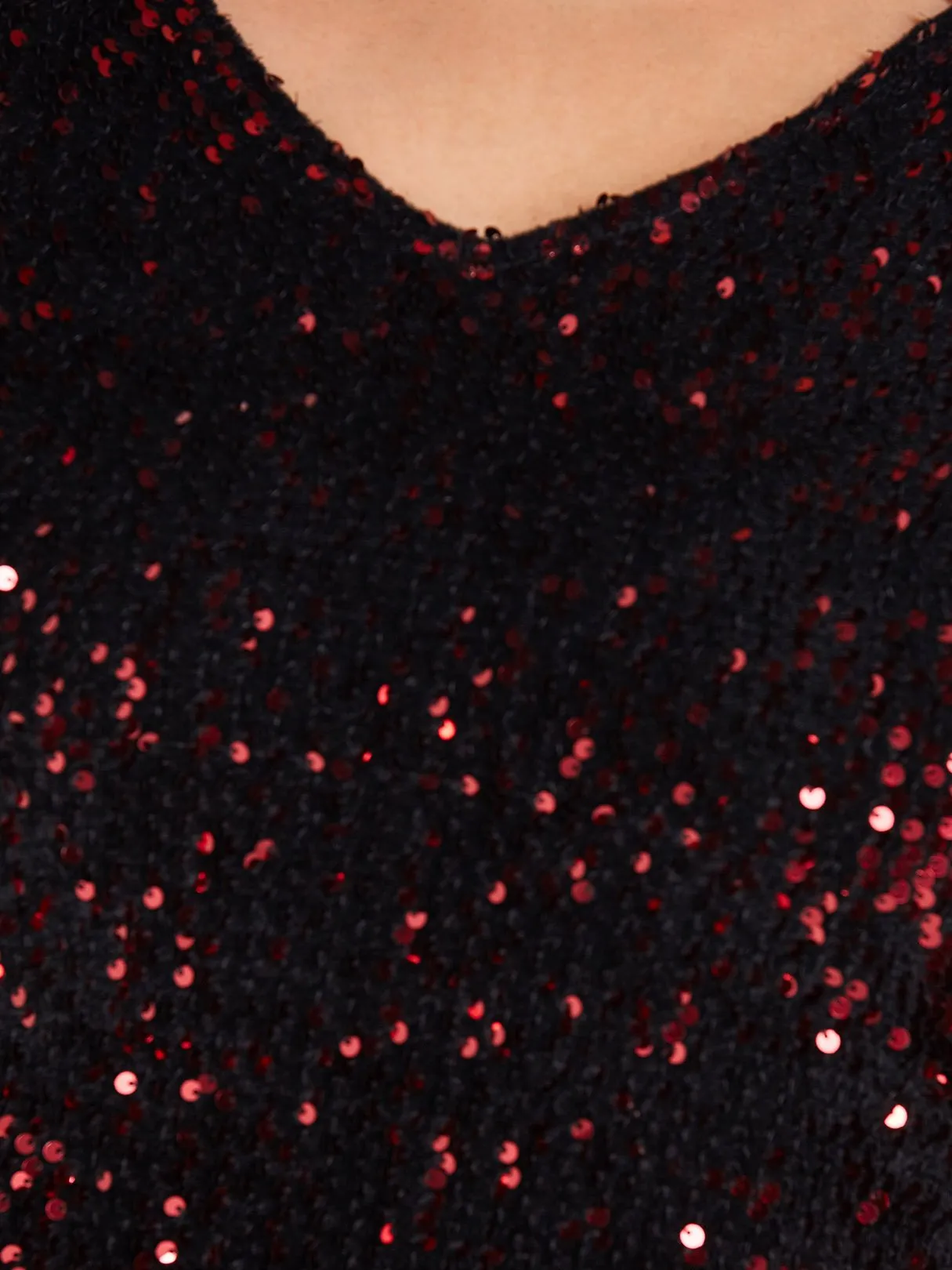 OEM ODM V-Neck Plain Sequins Embellished Long Sleeve Plus Size Dress