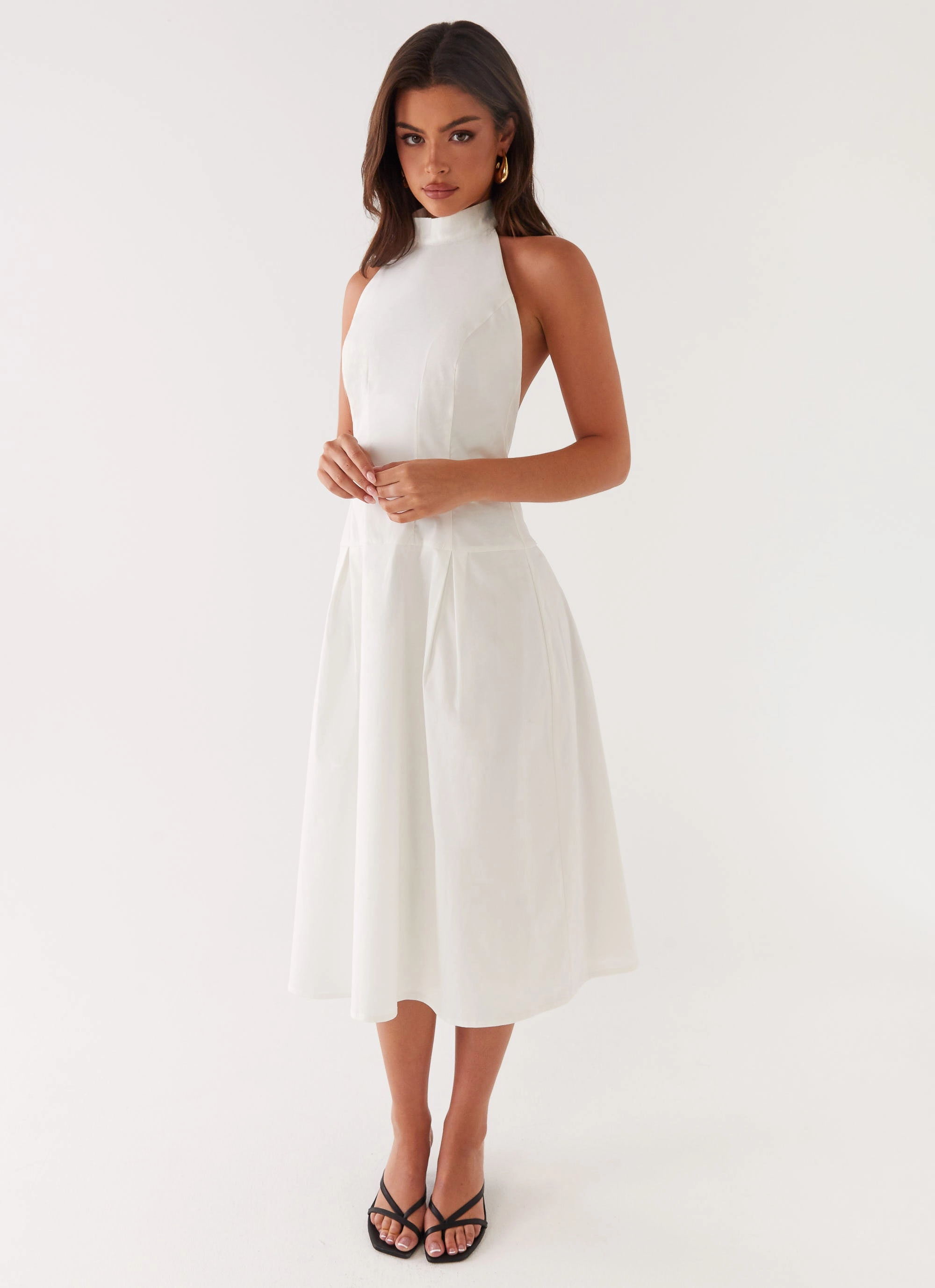 Neat Finish Calla Halter Midi Dress - White