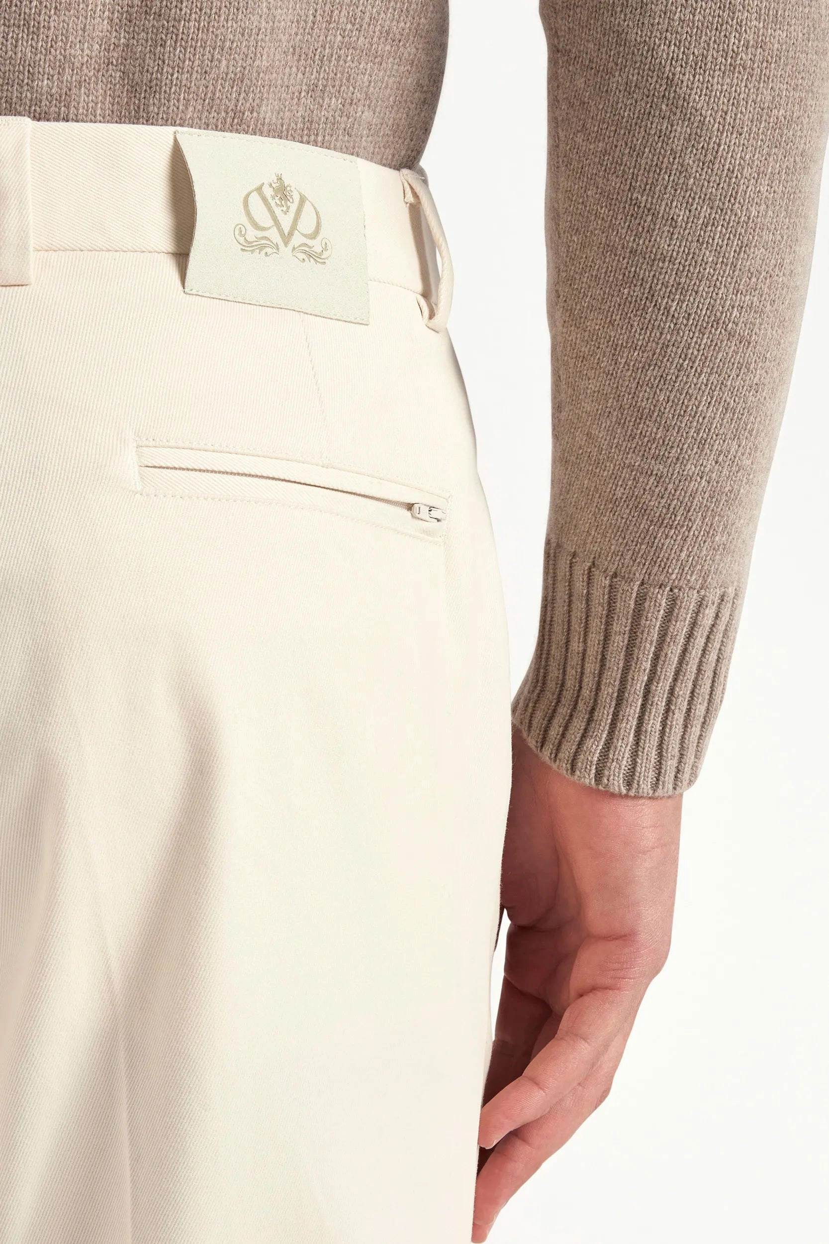 Off-white cotton and cashmere Garda trousers - Made in Italy