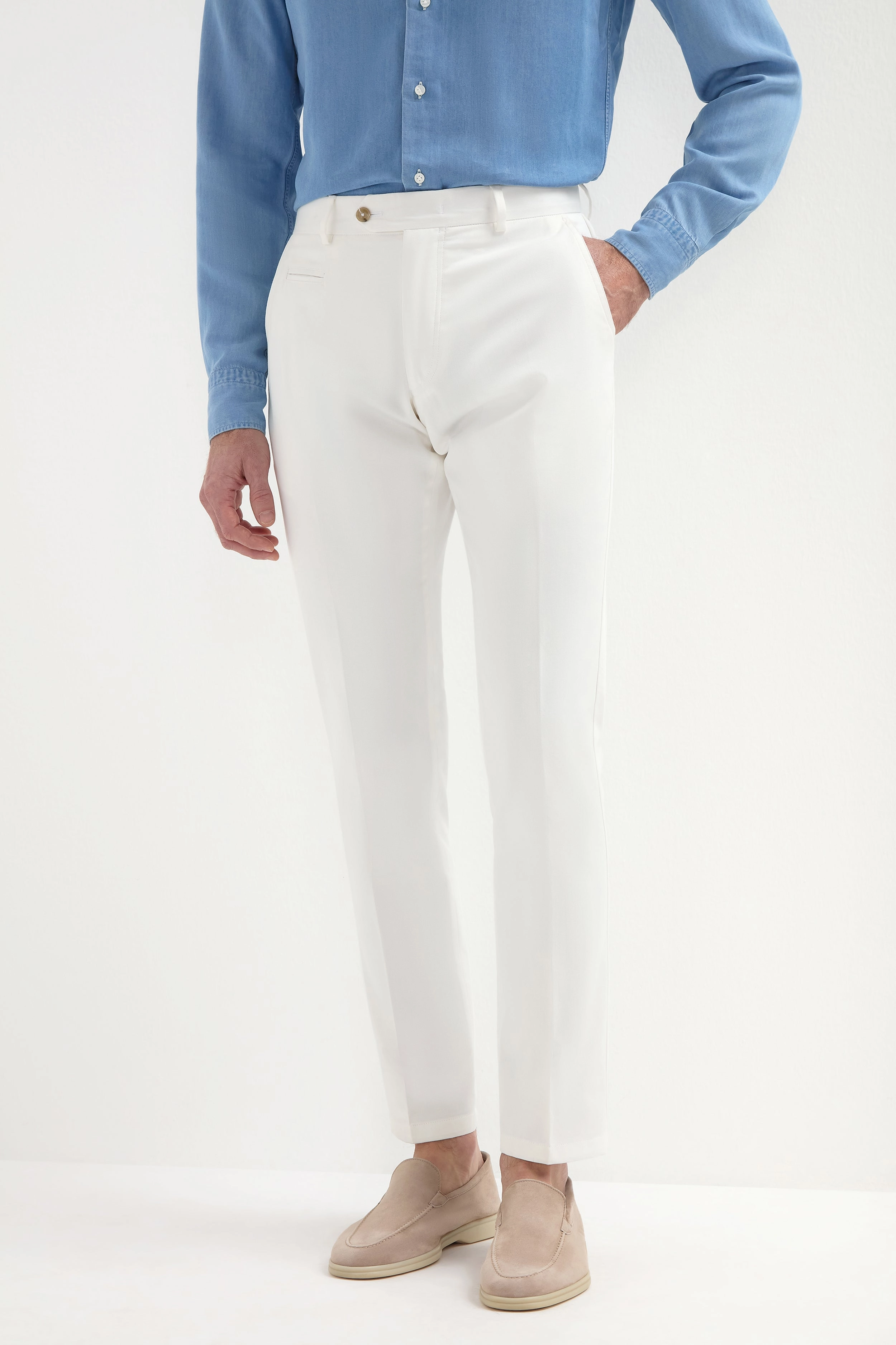 Off-white cotton Garda trousers - Made in Italy