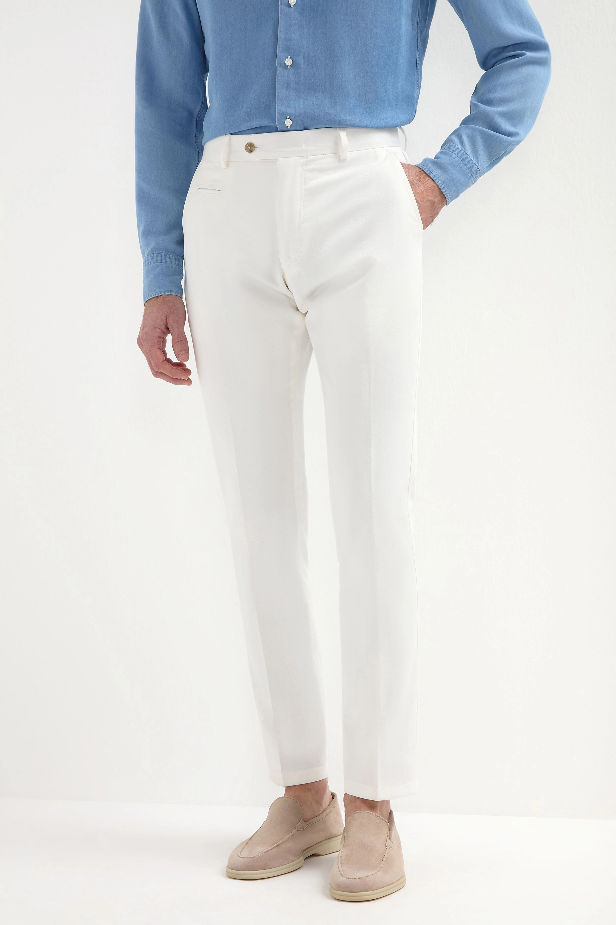 Off-white cotton Garda trousers - Made in Italy