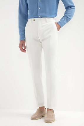 Off-white cotton Garda trousers - Made in Italy