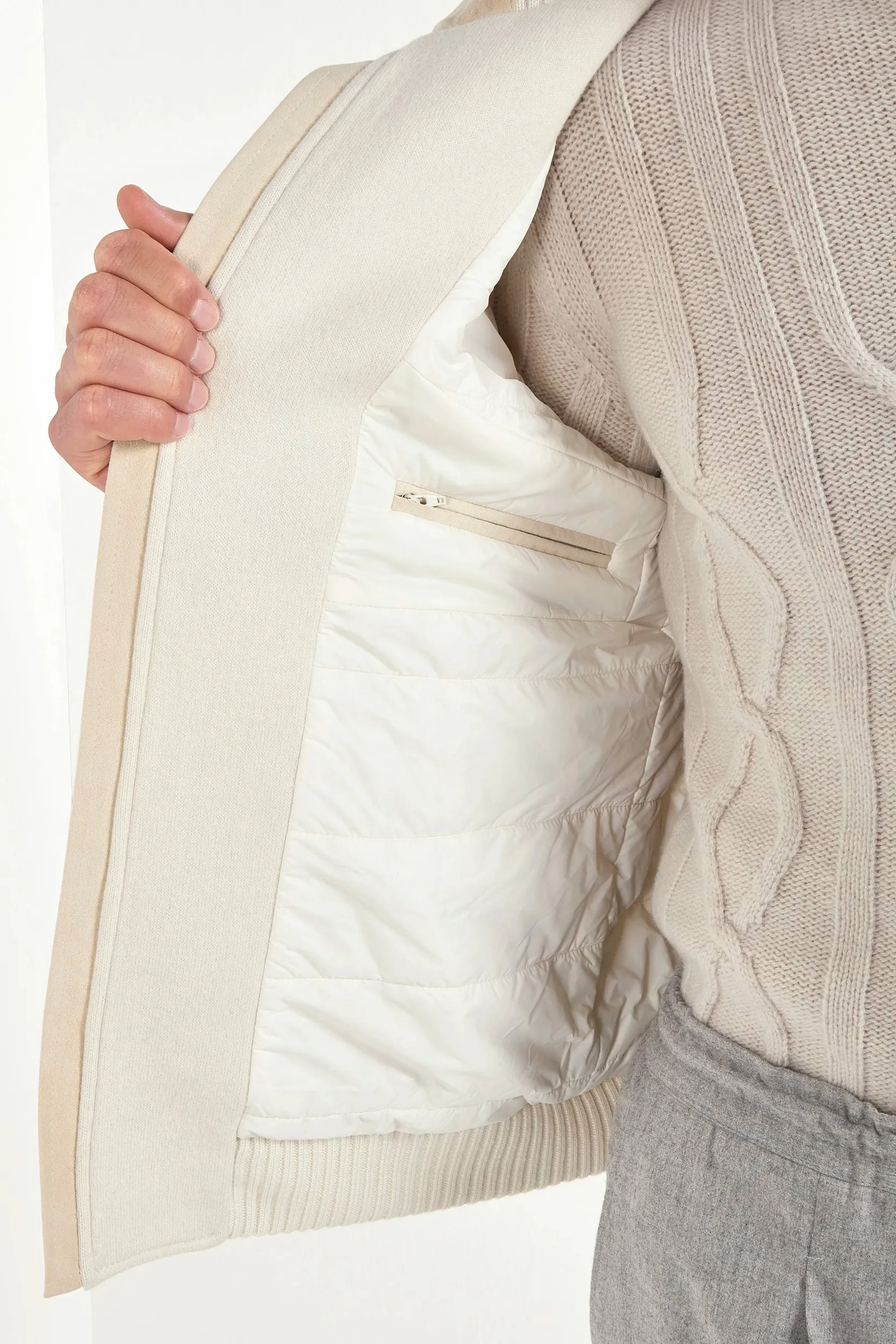 Off-white hooded bomber - Made in Italy