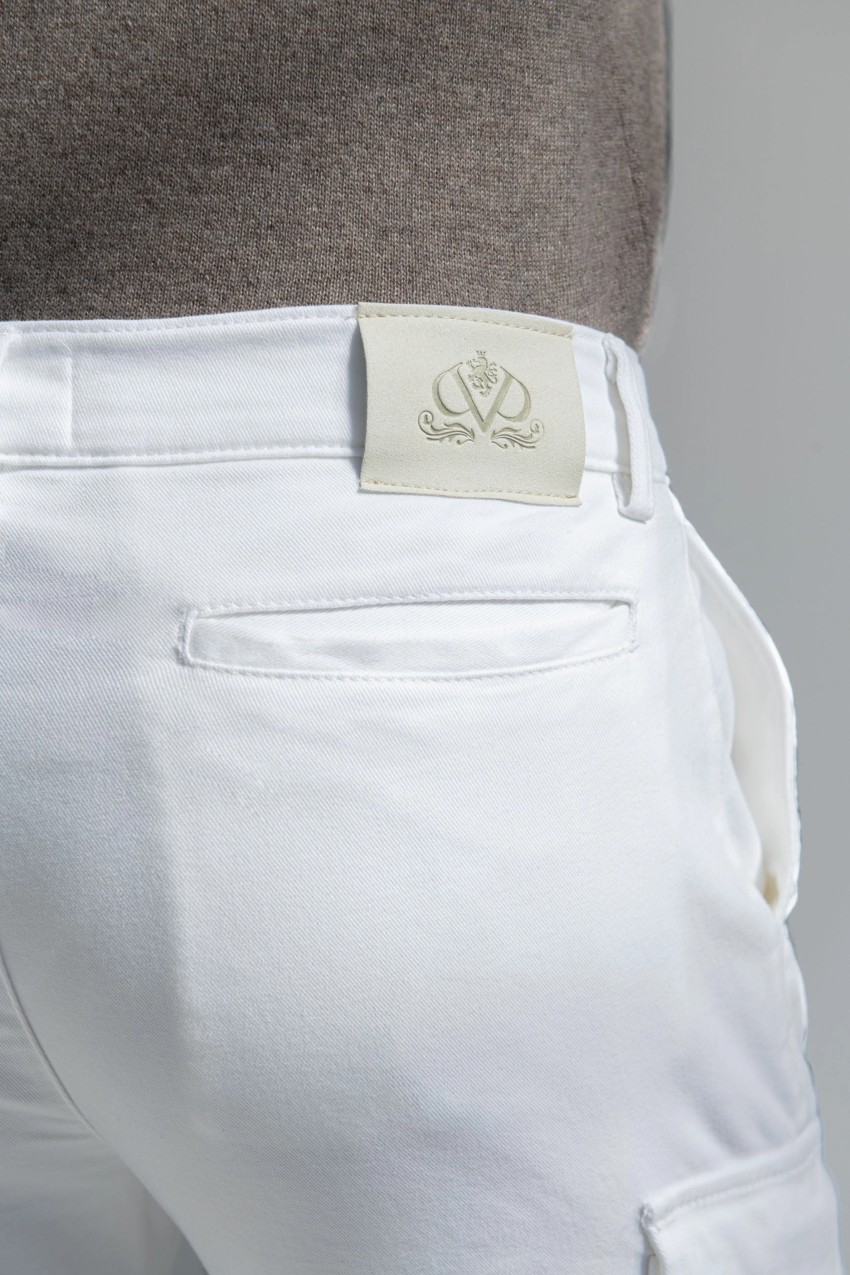 Off-white stretch canvas cargo - Made in Italy