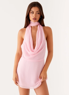Office To Party Chantal Backless Scarf Mini Dress - Pink All Occasion Chantal Backless Scarf Mini Dress - Pink